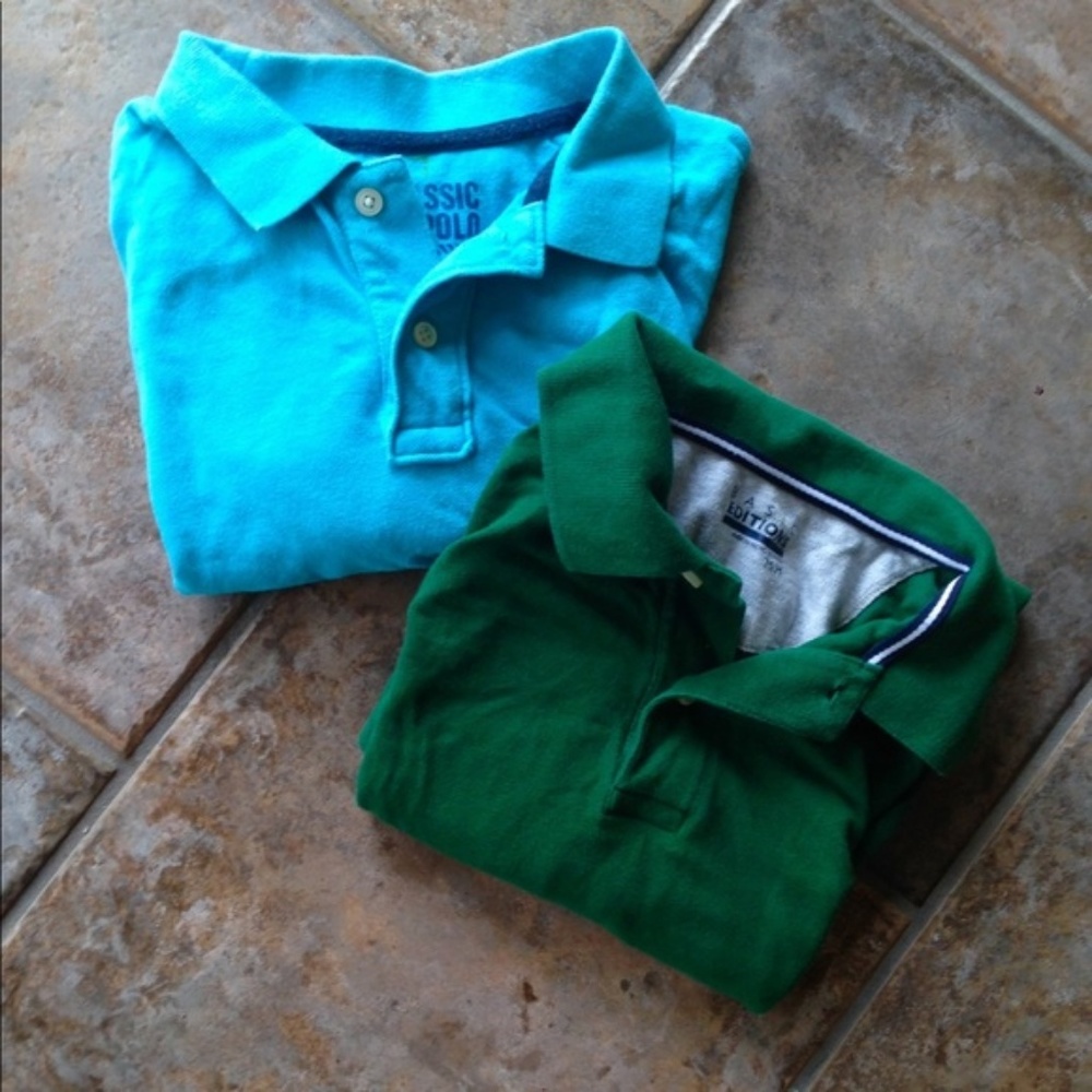 Men's Set of 2 Classic Polo Green Blue T Shirts